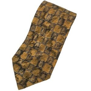 Silk Tie Gold Brown Blurred Squares Made in USA by Secours